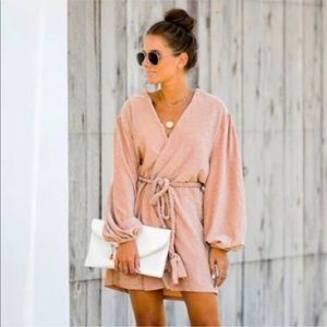 Vici pink shimmer wrap dress